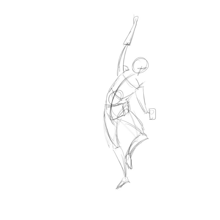 figure gesture drawing practice with added angle and motion flow 19