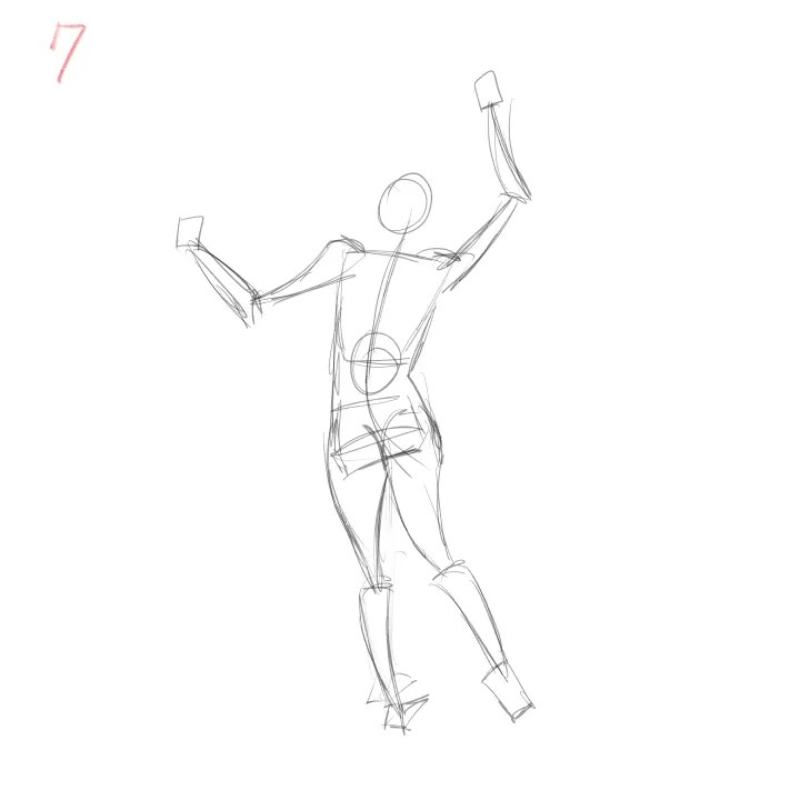 figure gesture drawing with dynamic angle and movement 7