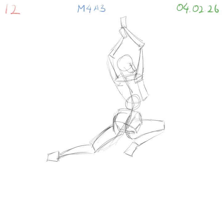 gesture drawing exercise exploring 3D body structure and form balance