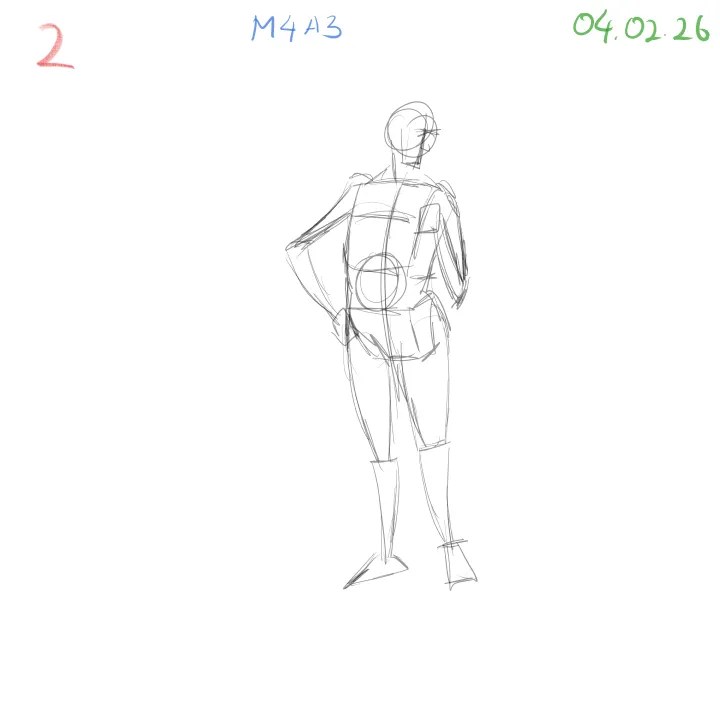 gesture drawing anatomy study focusing on 3D form and simplified muscle structure