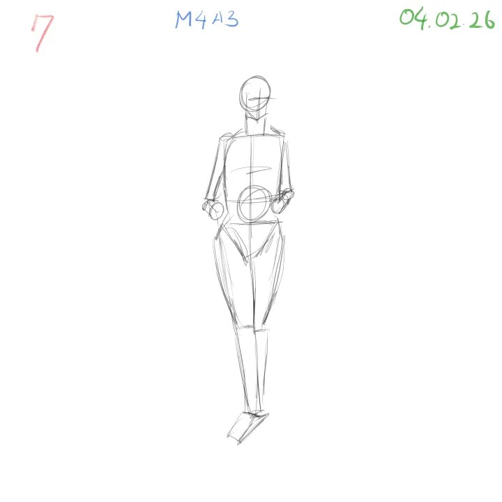 rough gesture drawing study focusing on form clarity and anatomy