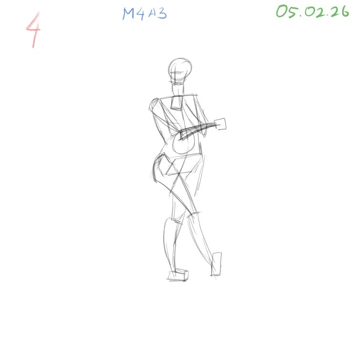 gesture drawing exercise transforming stiff pose into dynamic structure