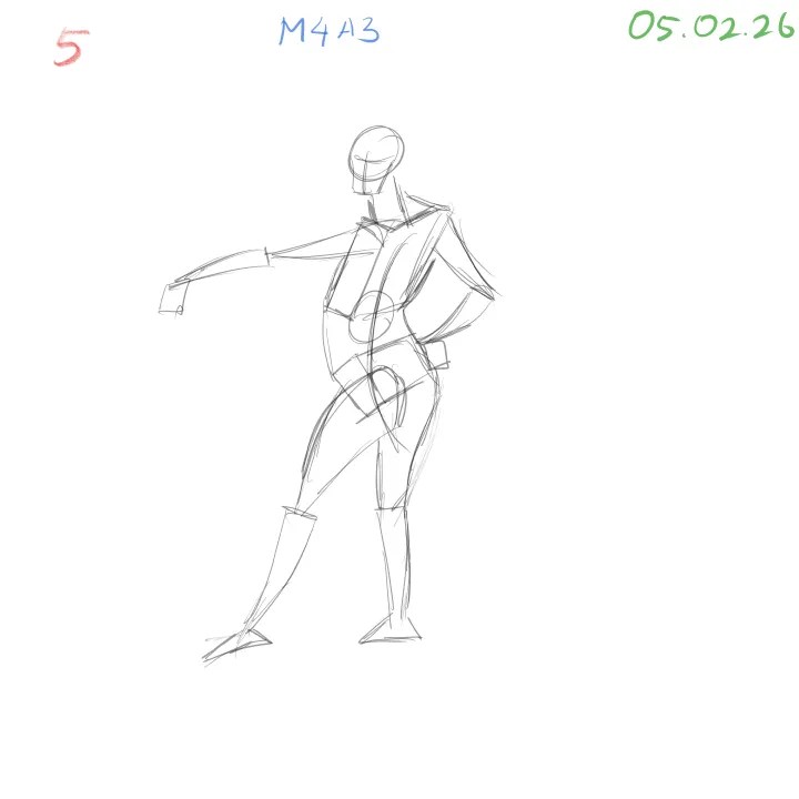 anatomy gesture sketch focusing on simplifying motion without mental overload