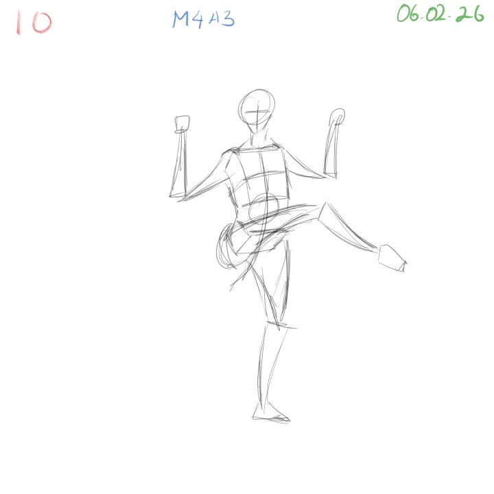 gesture drawing study focusing on clean silhouettes and simple body rhythm