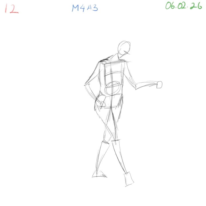 gesture drawing practice focused on repeating fundamentals using my own style