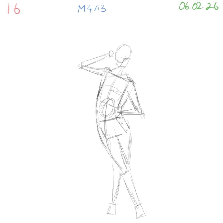 gesture drawing practice results emphasizing simple forms and readable poses