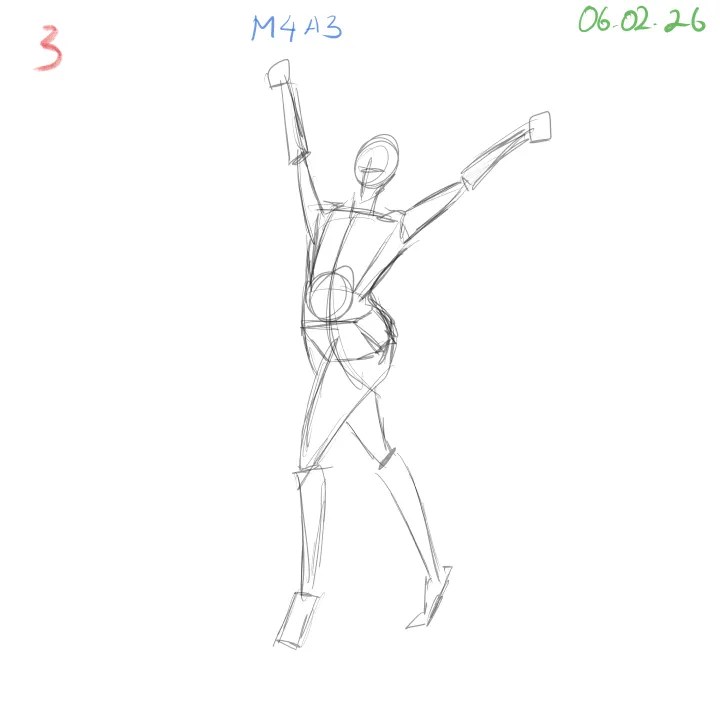 gesture drawing study with simplified forms and personal sketching approach