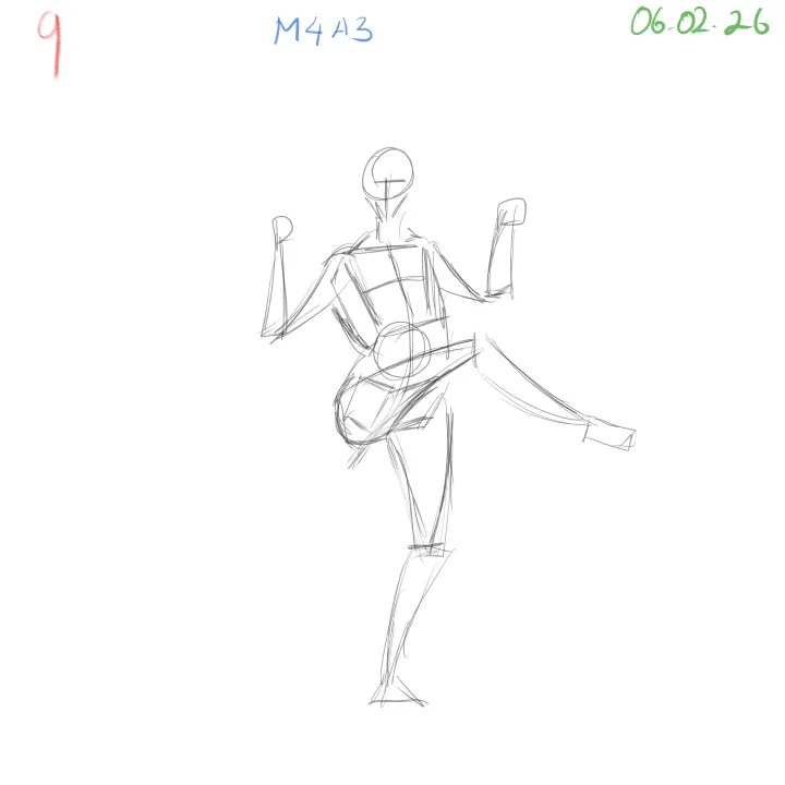 gesture drawing practice in Clip Studio Paint with a personal style approach