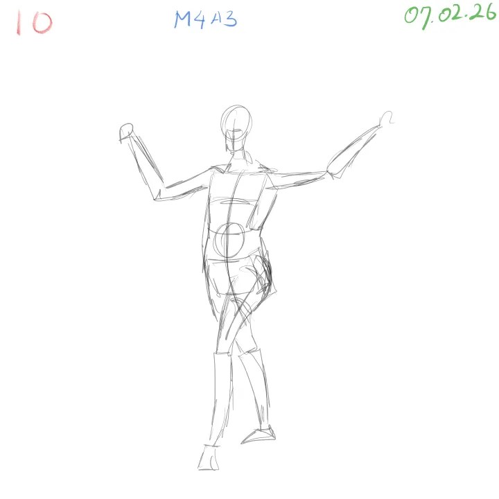 figure gesture practice page 10 with energetic line of action