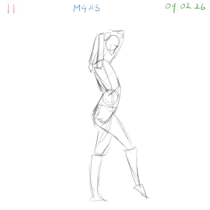anatomy gesture practice with loose lines and strong motion