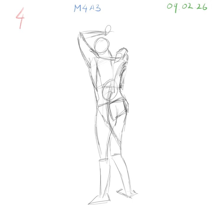 anatomical gesture sketch practice with loose and confident strokes