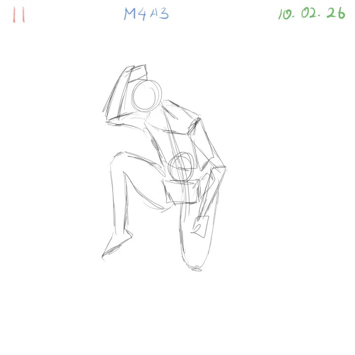 anatomy gesture practice with foreshortened arms and torso structure