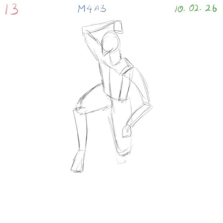foreshortening anatomy sketch practice with dynamic pose