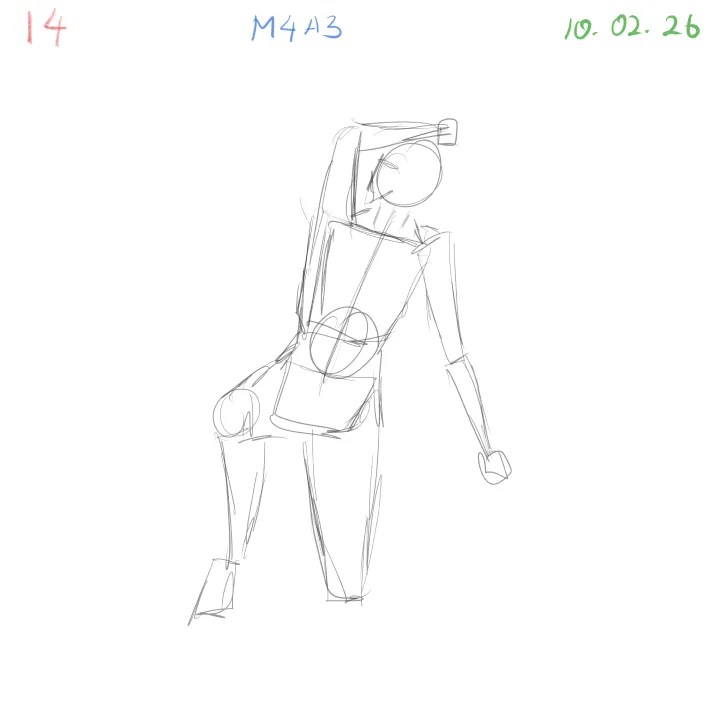 gesture drawing study focusing on foreshortened legs and body depth