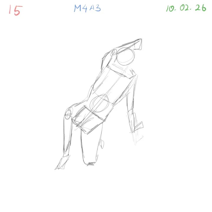 anatomical gesture drawing with strong foreshortening perspective