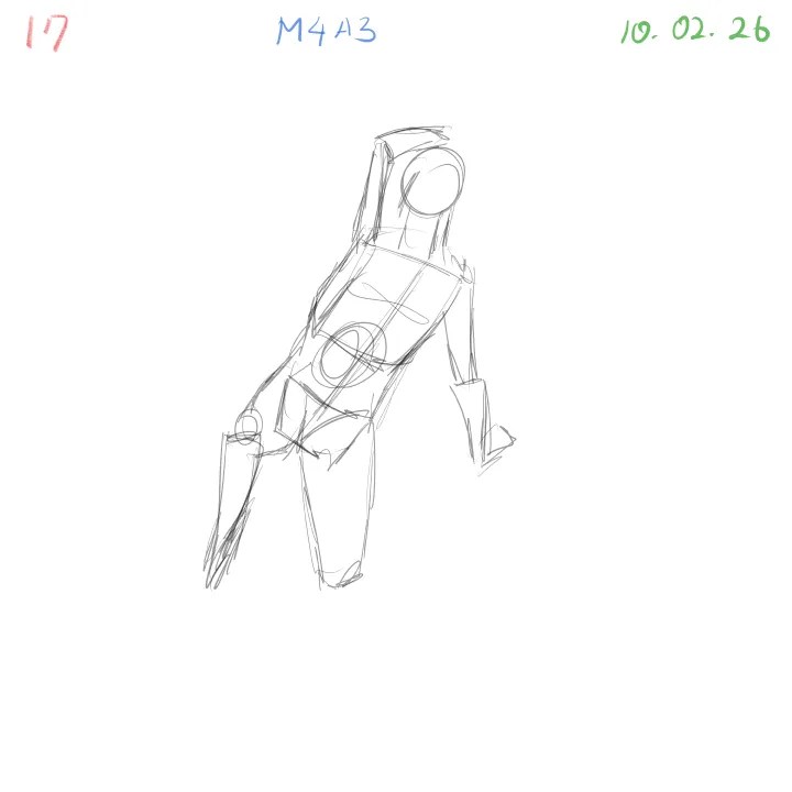 gesture drawing practice with foreshortened pose and clean structure