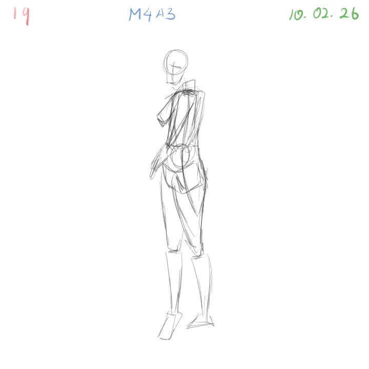 foreshortening gesture drawing exercise with dynamic anatomy flow