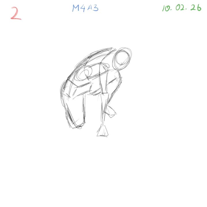 anatomical gesture sketch with strong foreshortening pose study