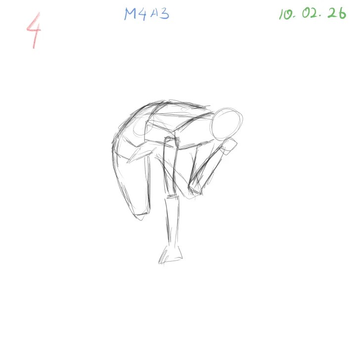 foreshortening anatomy study gesture with dynamic perspective