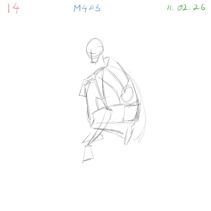 Foreshortening anatomy study improving three-dimensional form pose 14