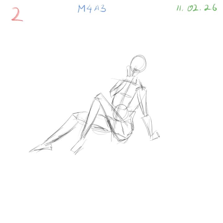 Foreshortening anatomy practice sketch with strong perspective and body compression pose 2