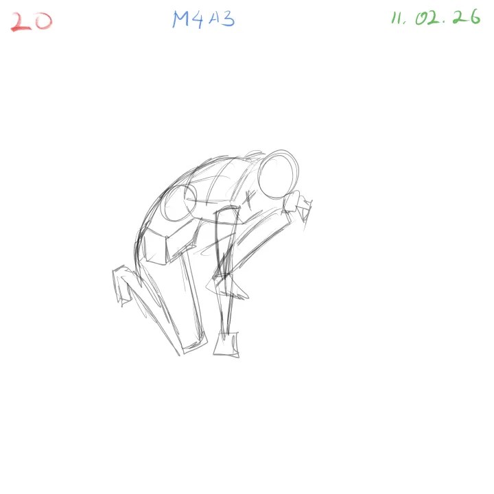 Foreshortening gesture anatomy practice completing 20 poses session pose 20