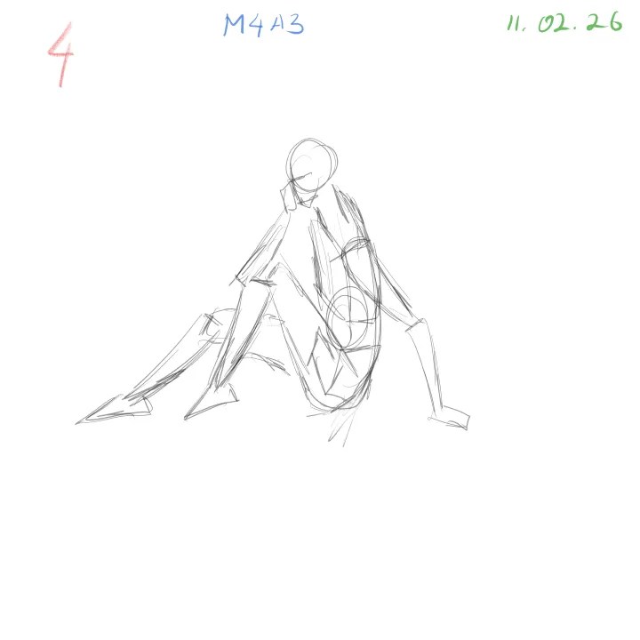 Dynamic foreshortening gesture practice with anatomical structure pose 4