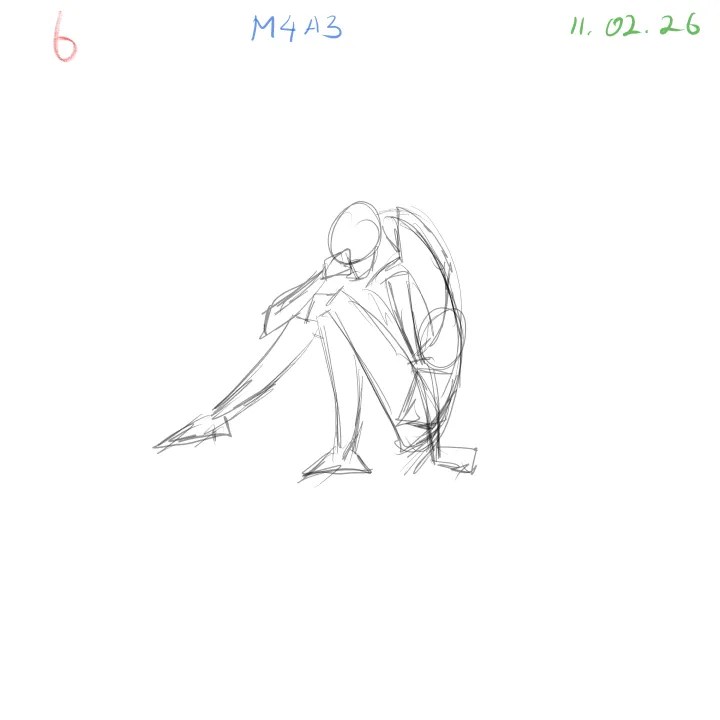 Foreshortened body pose sketch improving spatial awareness in gesture drawing pose 6