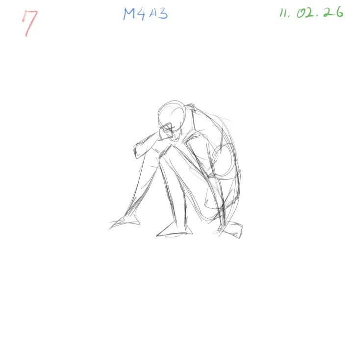 Quick two-minute gesture drawing with dramatic foreshortening pose 7