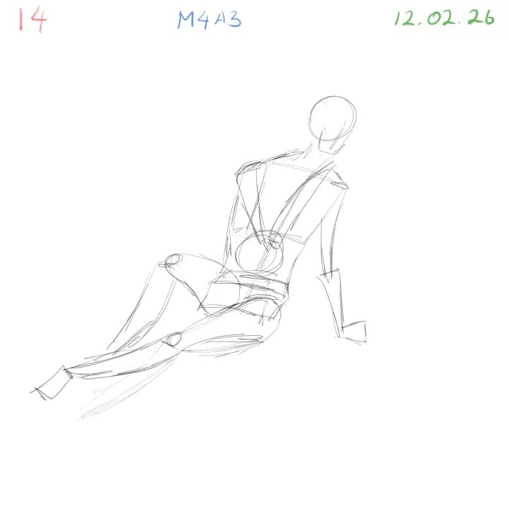 Challenging dynamic pose study enhancing three-dimensional form pose 14