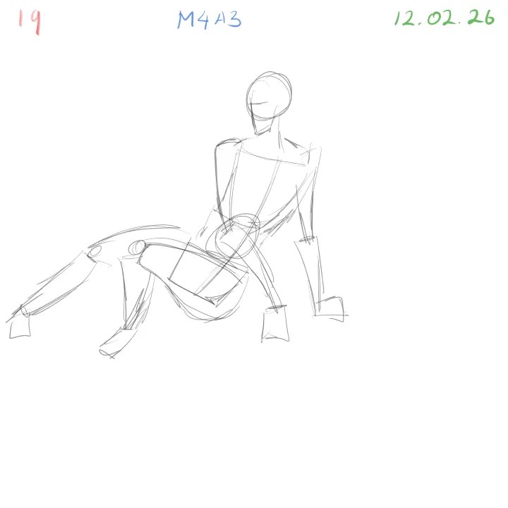 Dynamic gesture sketch emphasizing spatial compression and depth pose 19