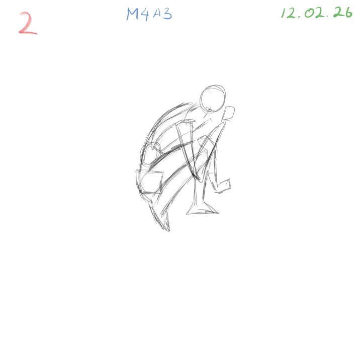 Difficult perspective pose practice focusing on foreshortened limbs pose 2