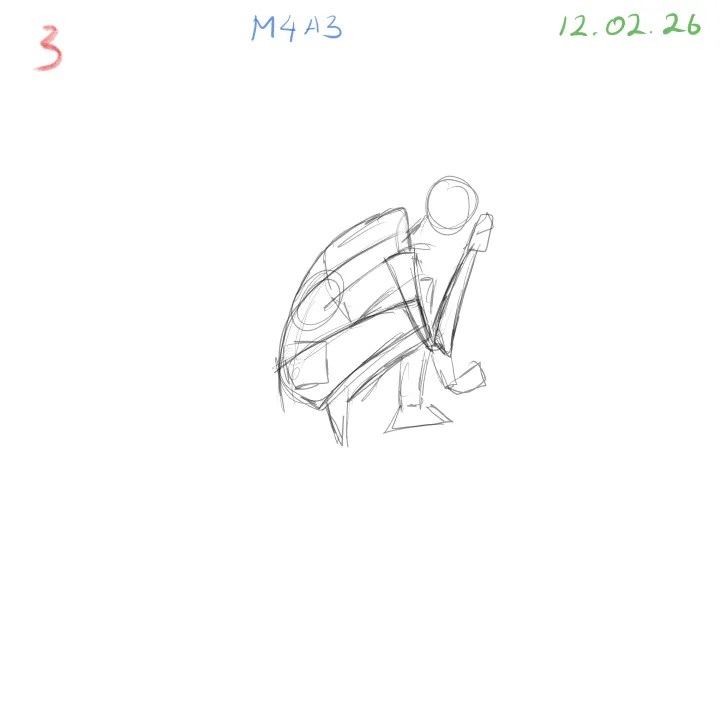 Gesture drawing with extreme foreshortening and compressed body forms pose 3