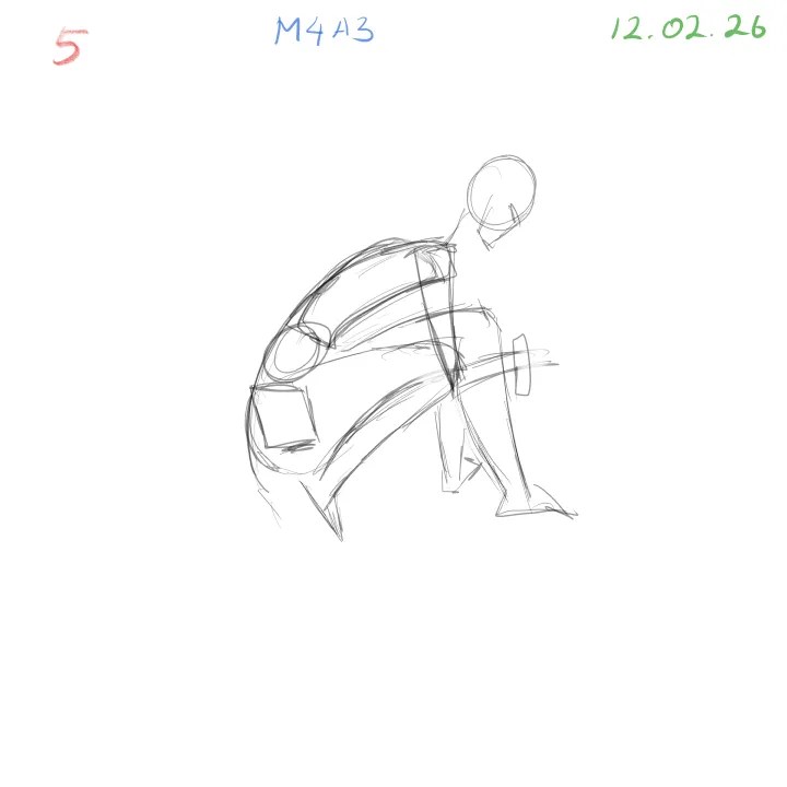 Dynamic gesture drawing study with strong forward foreshortening pose 5