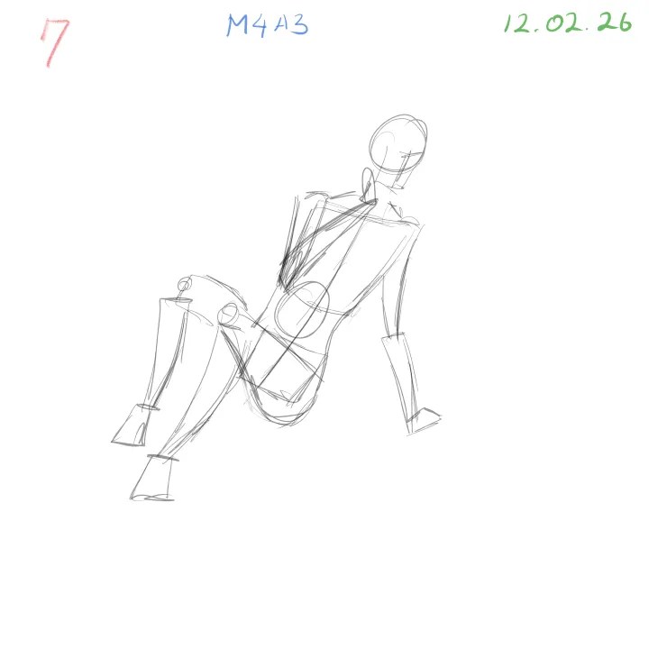Foreshortened torso and limb anatomy practice pose 7
