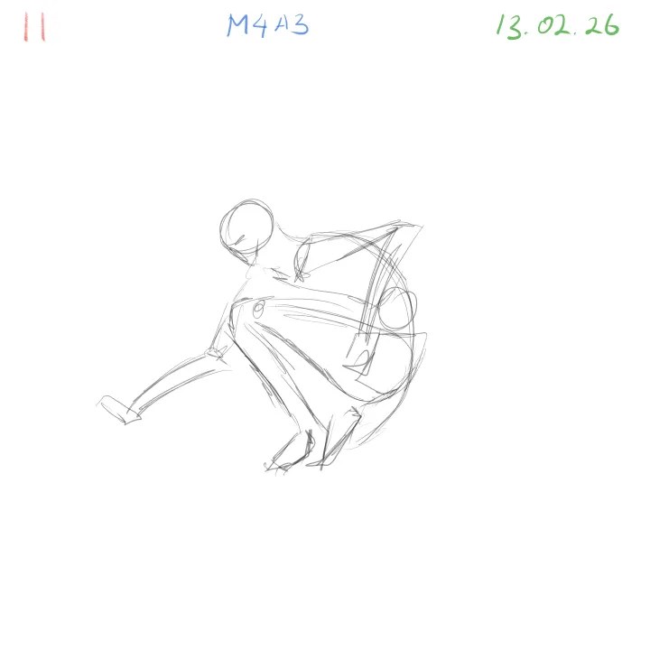 Gesture drawing practice M4A3 anatomical study dynamic pose 11 expressive line
