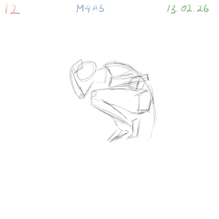 Gesture drawing practice M4A3 anatomical study dynamic pose 12 joint alignment