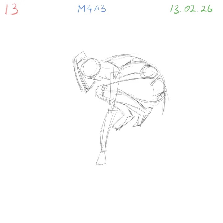 Gesture drawing practice M4A3 anatomical study dynamic pose 13 body balance