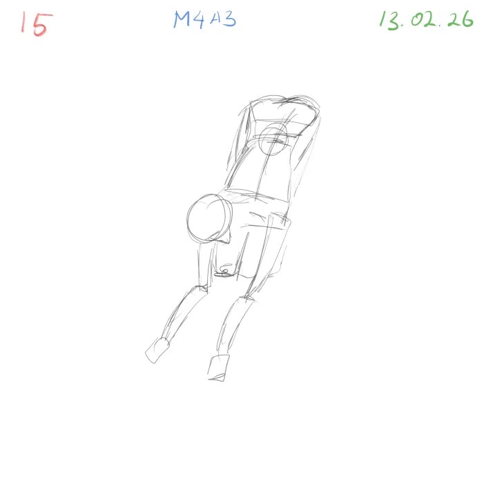 Gesture drawing practice M4A3 anatomical study dynamic pose 15 complex posture