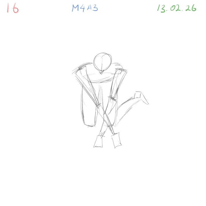 Gesture drawing practice M4A3 anatomical study dynamic pose 16 torso perspective