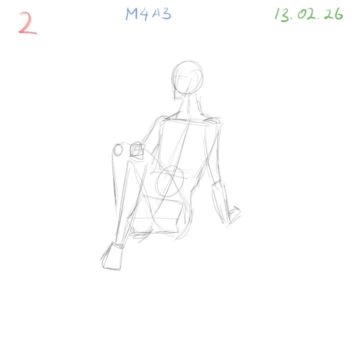 Gesture drawing practice M4A3 anatomical study dynamic pose 2 joint placement landmarks