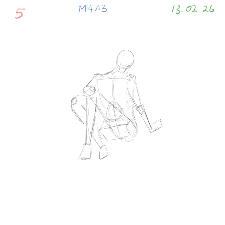 Gesture drawing practice M4A3 anatomical study dynamic pose 5 expressive movement