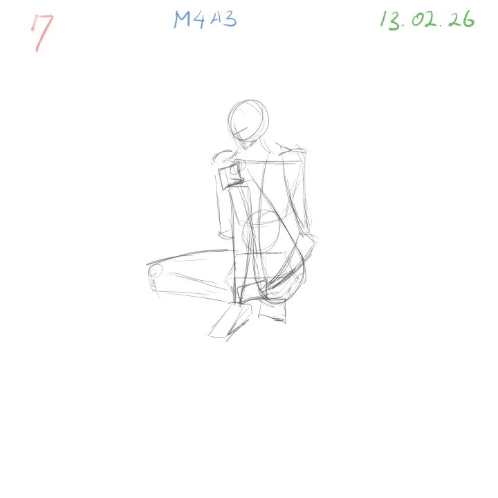 Gesture drawing practice M4A3 anatomical study dynamic pose 7 torso twist