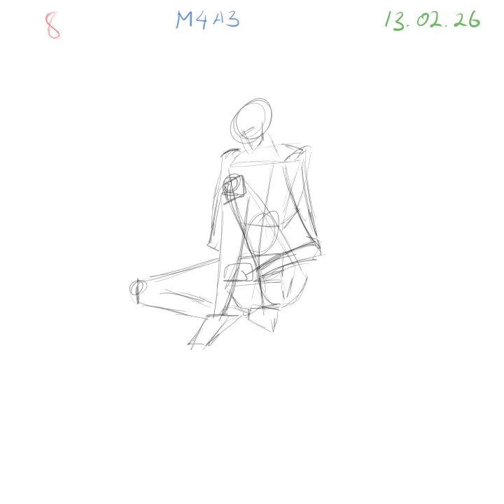 Gesture drawing practice M4A3 anatomical study dynamic pose 8 pelvis rotation
