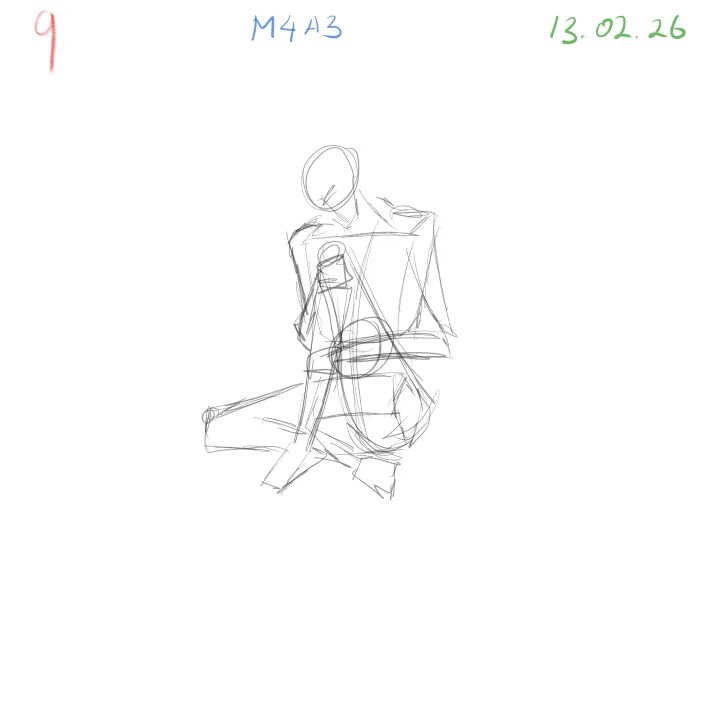 Gesture drawing practice M4A3 anatomical study dynamic pose 9 structural anatomy