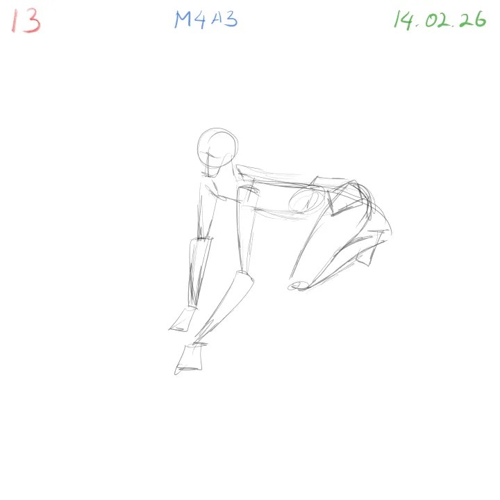 Anatomical gesture drawing study improving proportion and movement M4A3 session 13