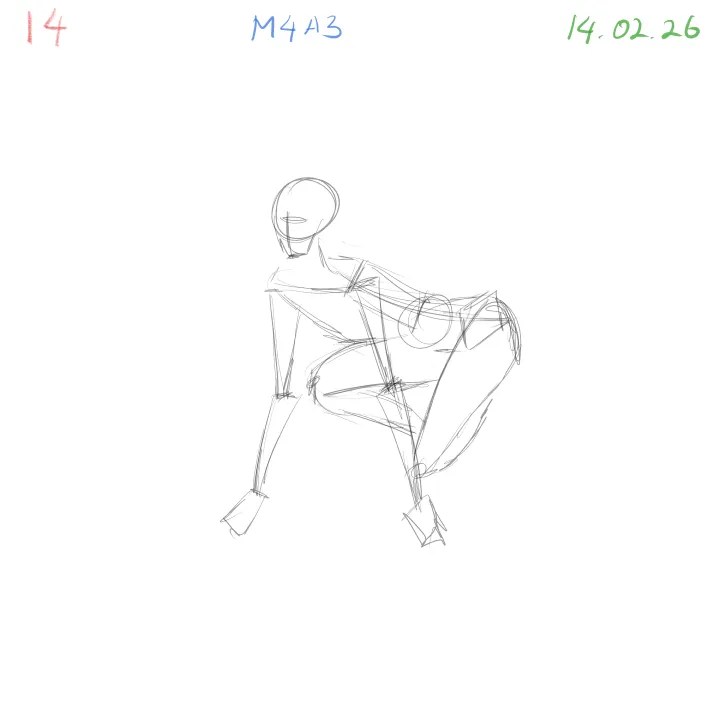 Gesture drawing exercise focused on flow and body mechanics M4A3 session 14