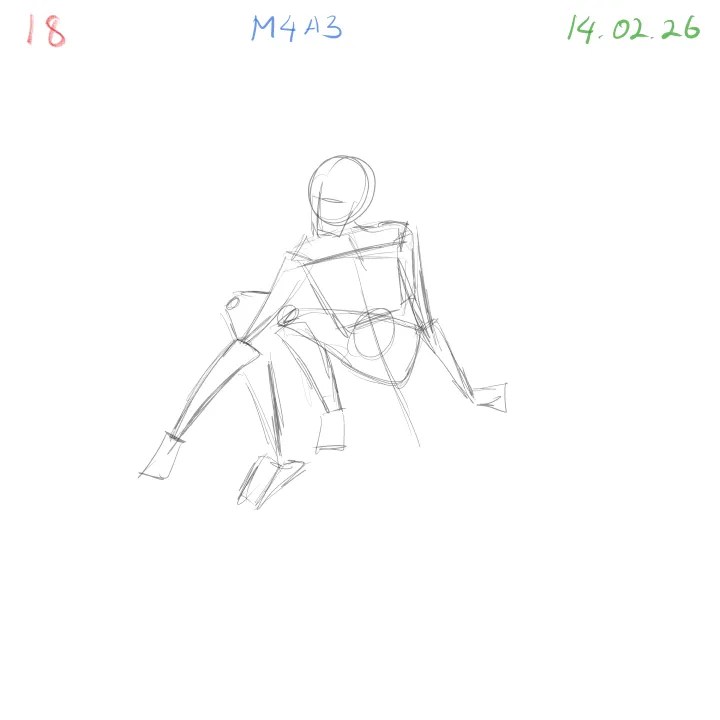 Dynamic figure gesture sketch focusing on simplified form M4A3 session 18