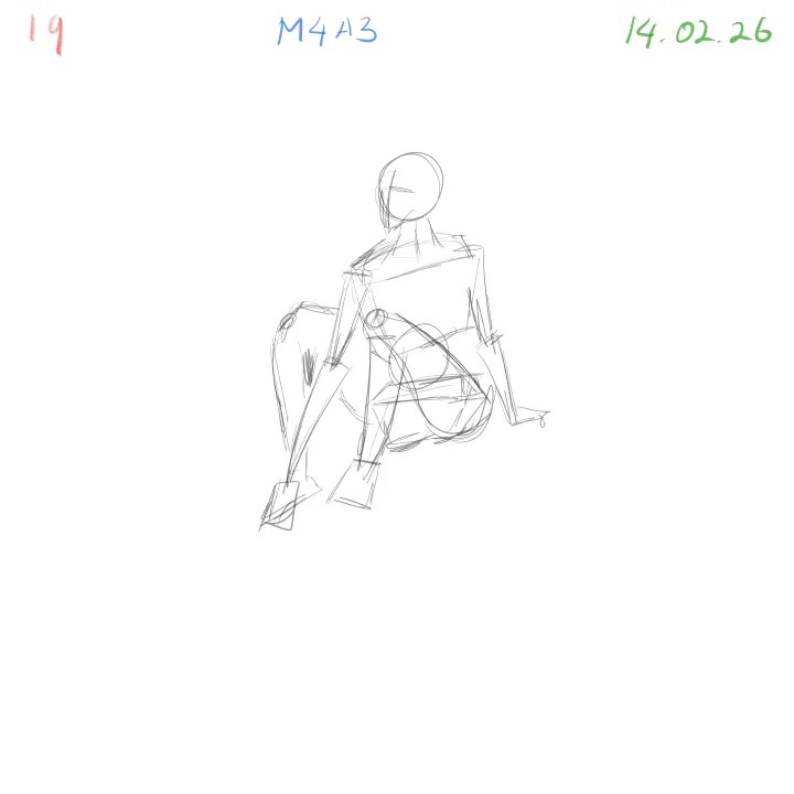 Gesture drawing study enhancing movement and structural clarity M4A3 session 19
