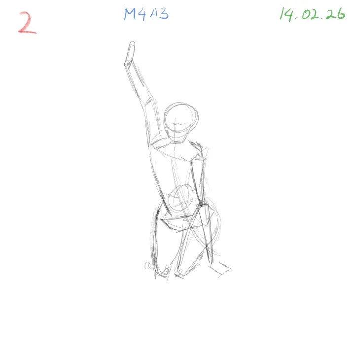 Gesture drawing study of human figure capturing flow and balance M4A3 anatomical gestures practice 2